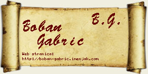 Boban Gabrić vizit kartica